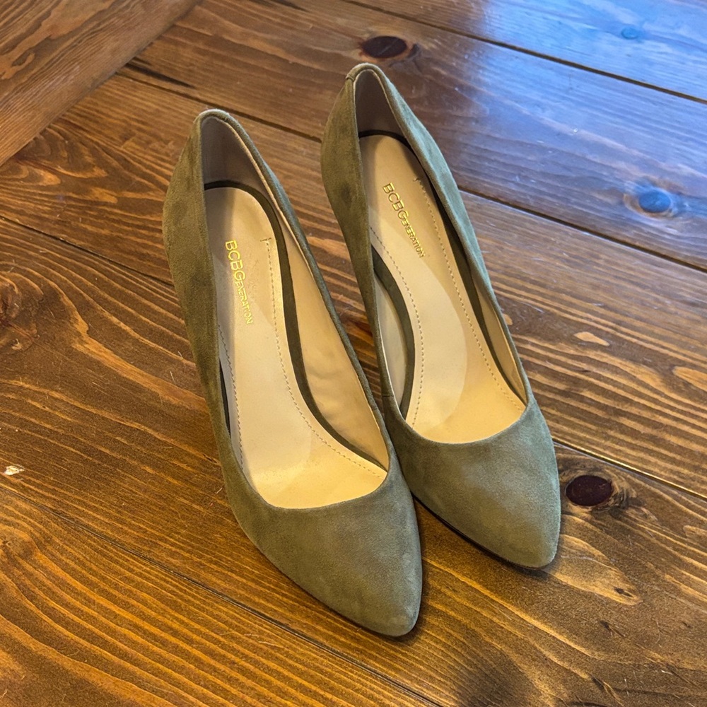 BCBGeneration Olive Suede Heels